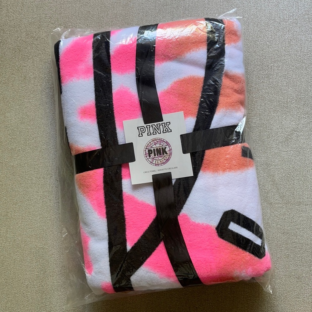 PINK Tie-Dye Round Beach Towel